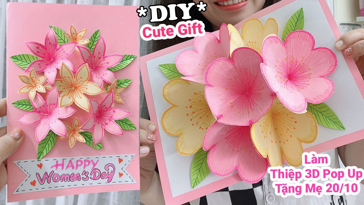 Cách làm thiệp Pop Up 3D hoa nở tặng mẹ 20/10 | Mother’s day gift idea | Liam Channel