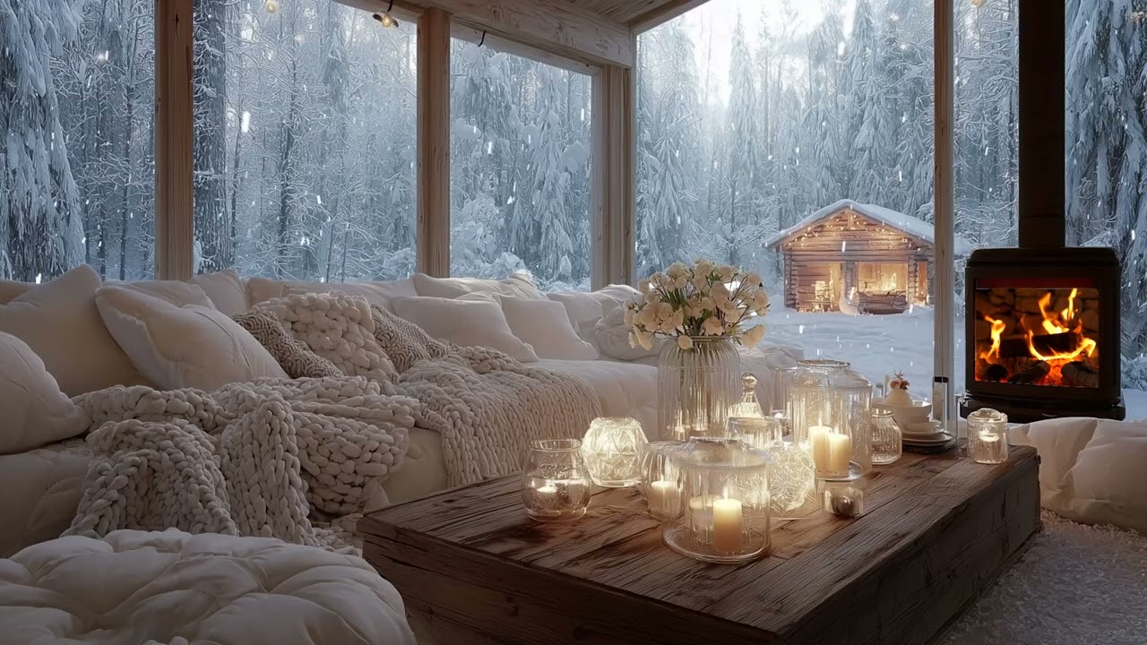 🎹🔥 Soothing Piano & Fireplace Sounds | Winter Comfort Ambience for Relaxation ❄️