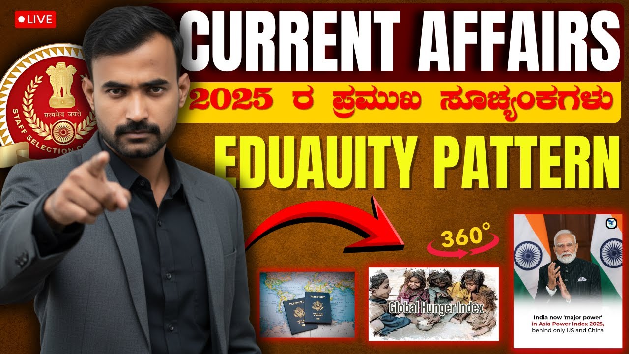 SSC GD 2026 | Current Affairs 2025 in Kannada | MAJOR INDEXES CURRENT AFFAIRS | BY SHIVU SIR