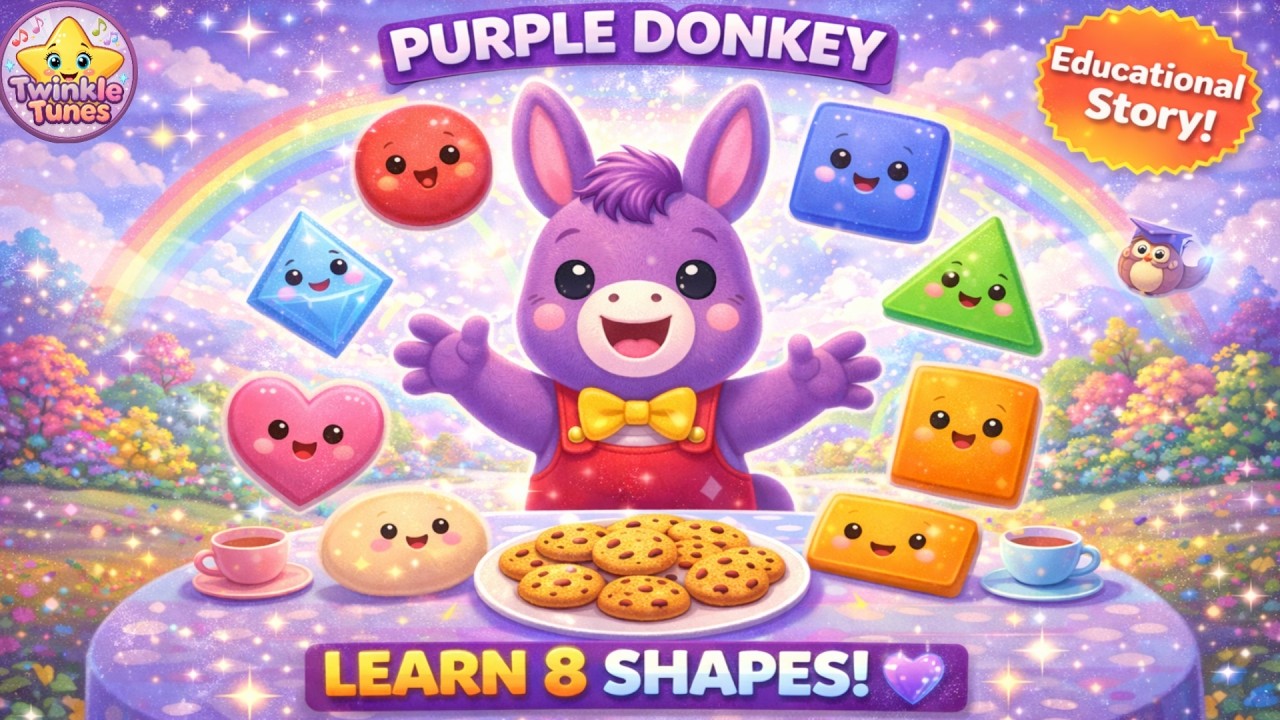 Purple Donkey Learning Shapes 💜 Learn 8 Shapes | Educational Story for Kids & Toddlersw