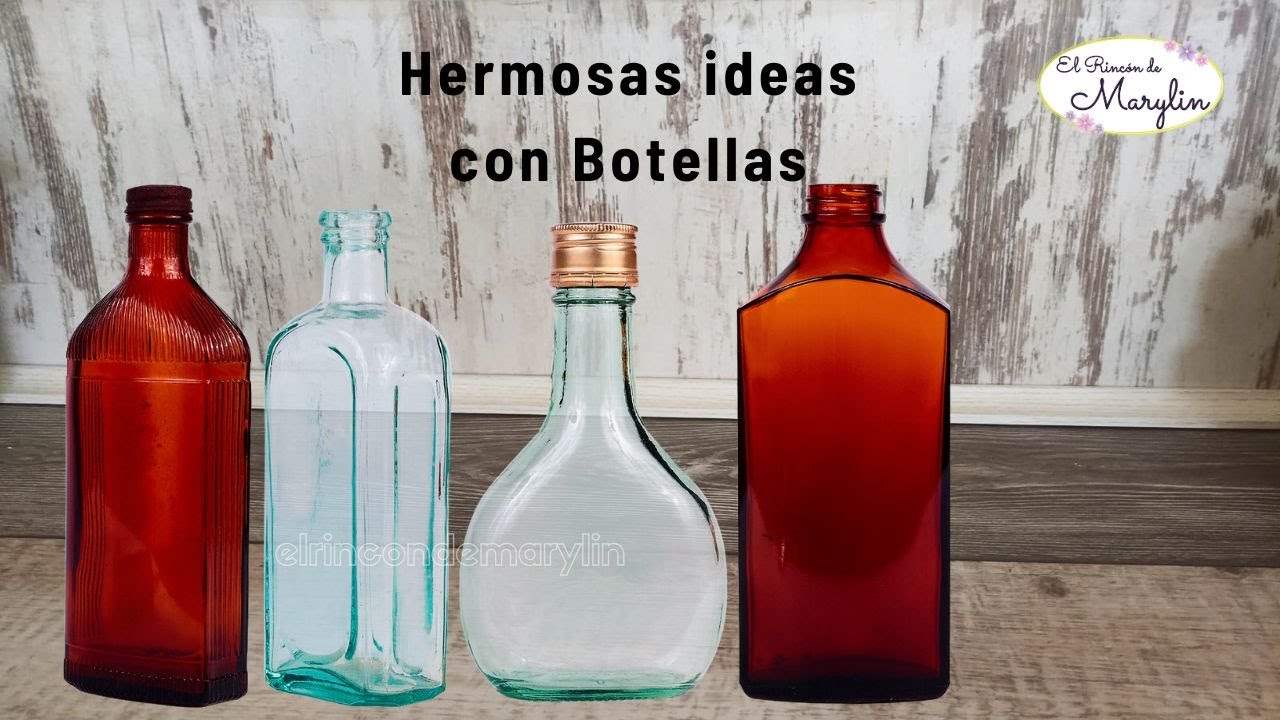 Como decorar 👉👉👉BOTELLAS de VIDRIO ♻️❤️5 DIY❤️♻️