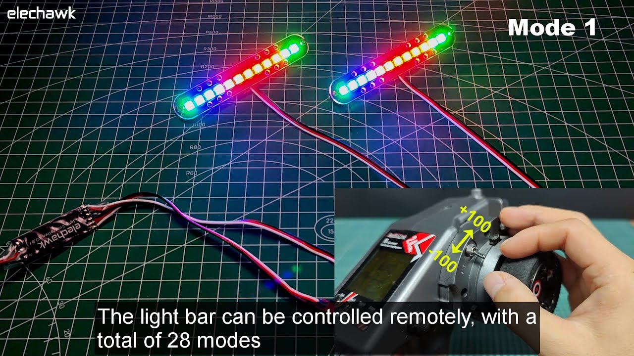 Upgraded light bar for RC cars, 28 light modes, 2 bars version