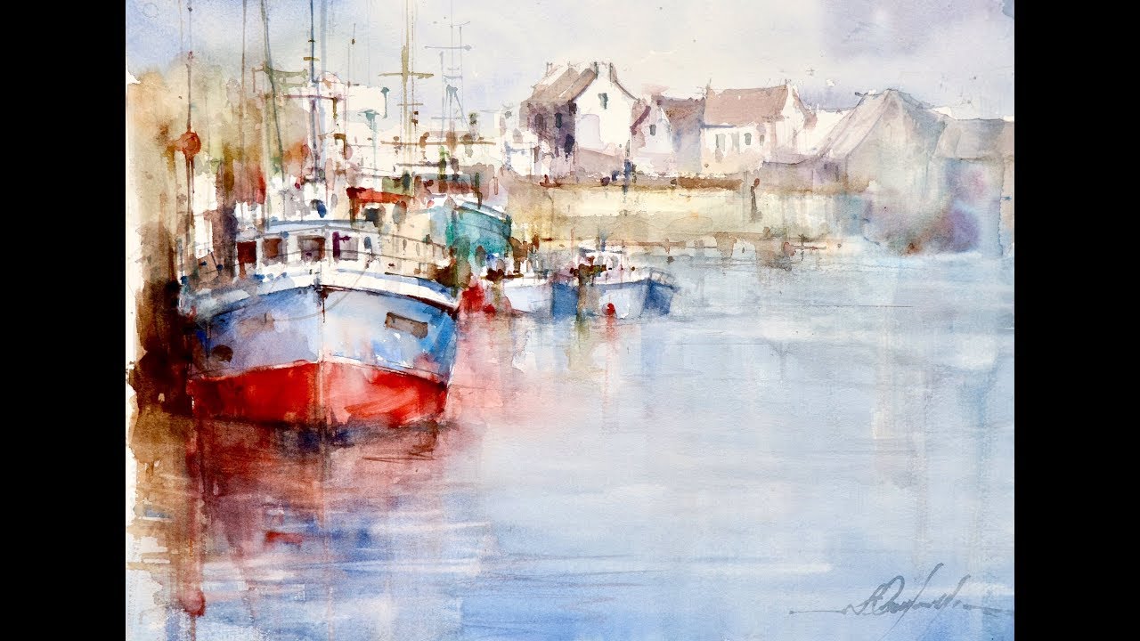Watercolor/Aquarela - Demo - Boats in Roscoff - Watercolor