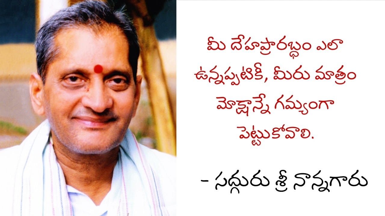 మీ దేహప్రారబ్ధం ఎలా ఉన్నప్పటికీ, మీరు మాత్రం మోక్షాన్నే గమ్యంగా పెట్టుకోవాలి. - శ్రీ నాన్నగారు 