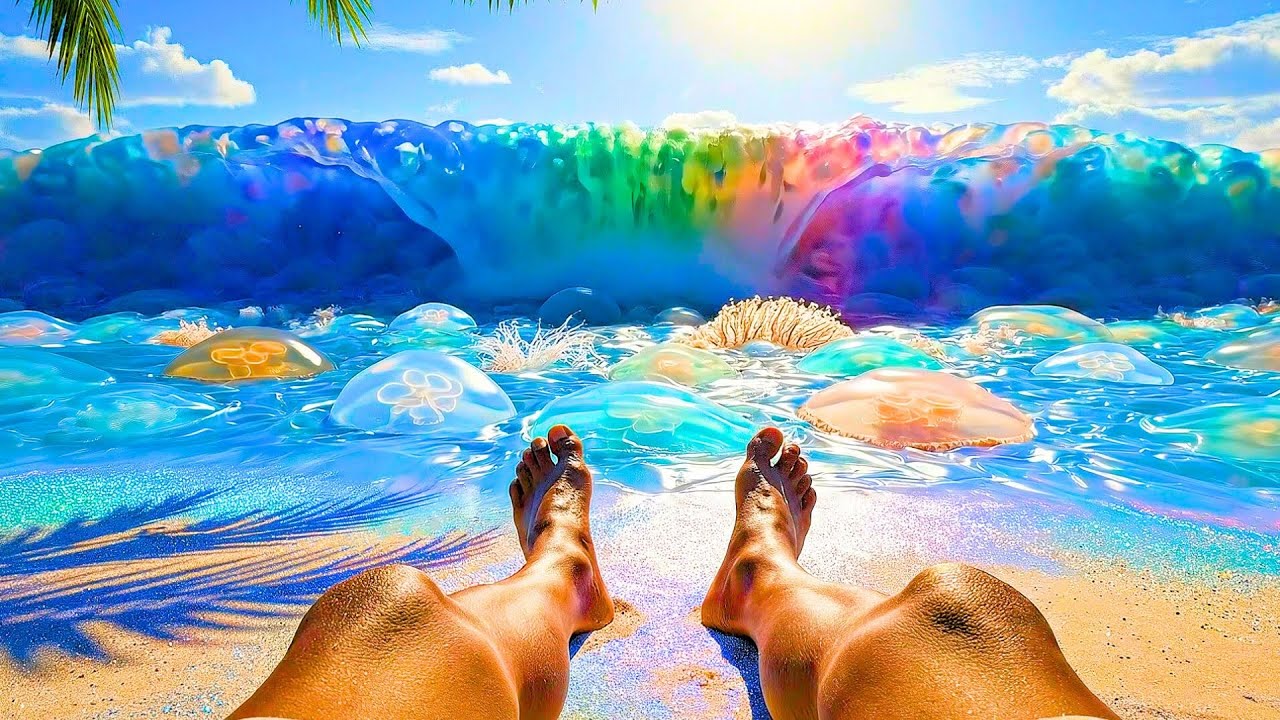 Which Tsunami Rainbow Wave POV 🌈🌊 | Unreal Beach Experience #pov #tsunami #beach #relax #asmr