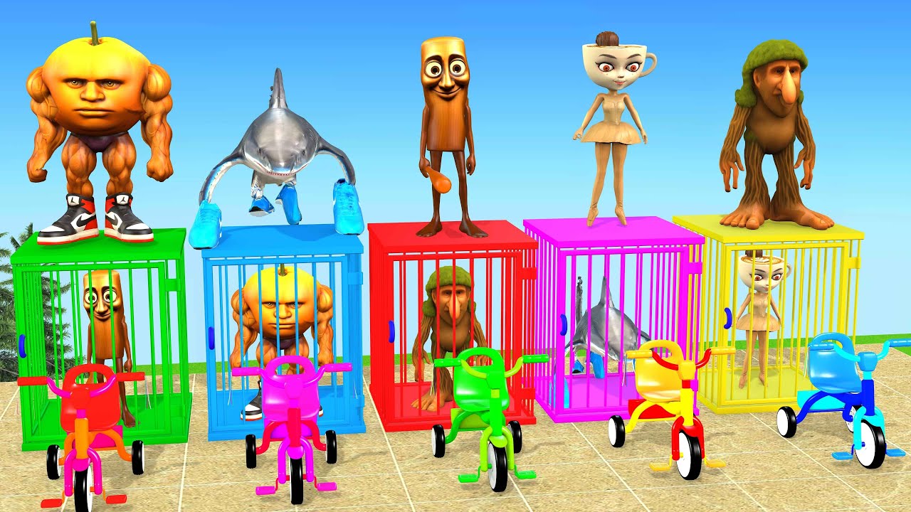 Игра «Длинная горка» с коровой, слоном, гориллой, бегемотом, тигром, 3D-игрой с животными, забавн...
