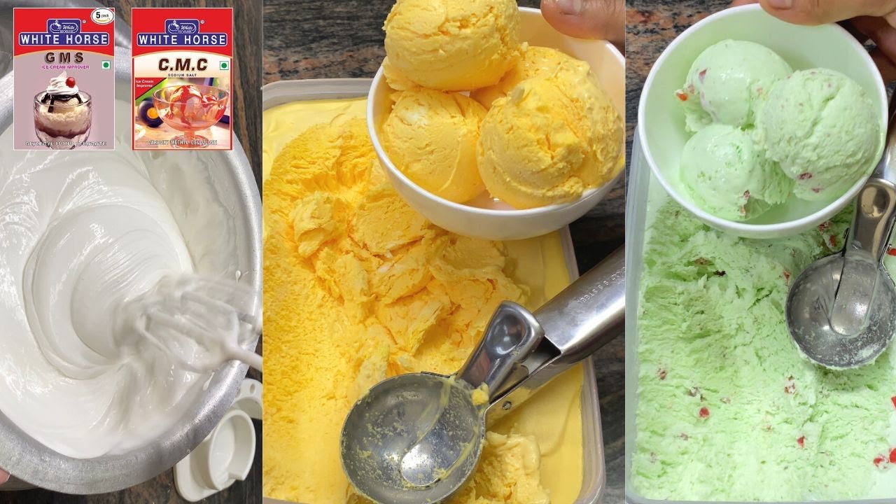 1/2 litter milk से बनाए 2 litter से ज्यादा  Ice Cream Base using GMS & CMC Powder | Mango Ice Cream