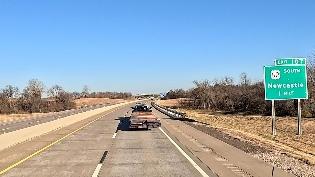 I-44 East from Exit 107 Hwy 62 Newcastle to Hefner Parkway/I-44 Split