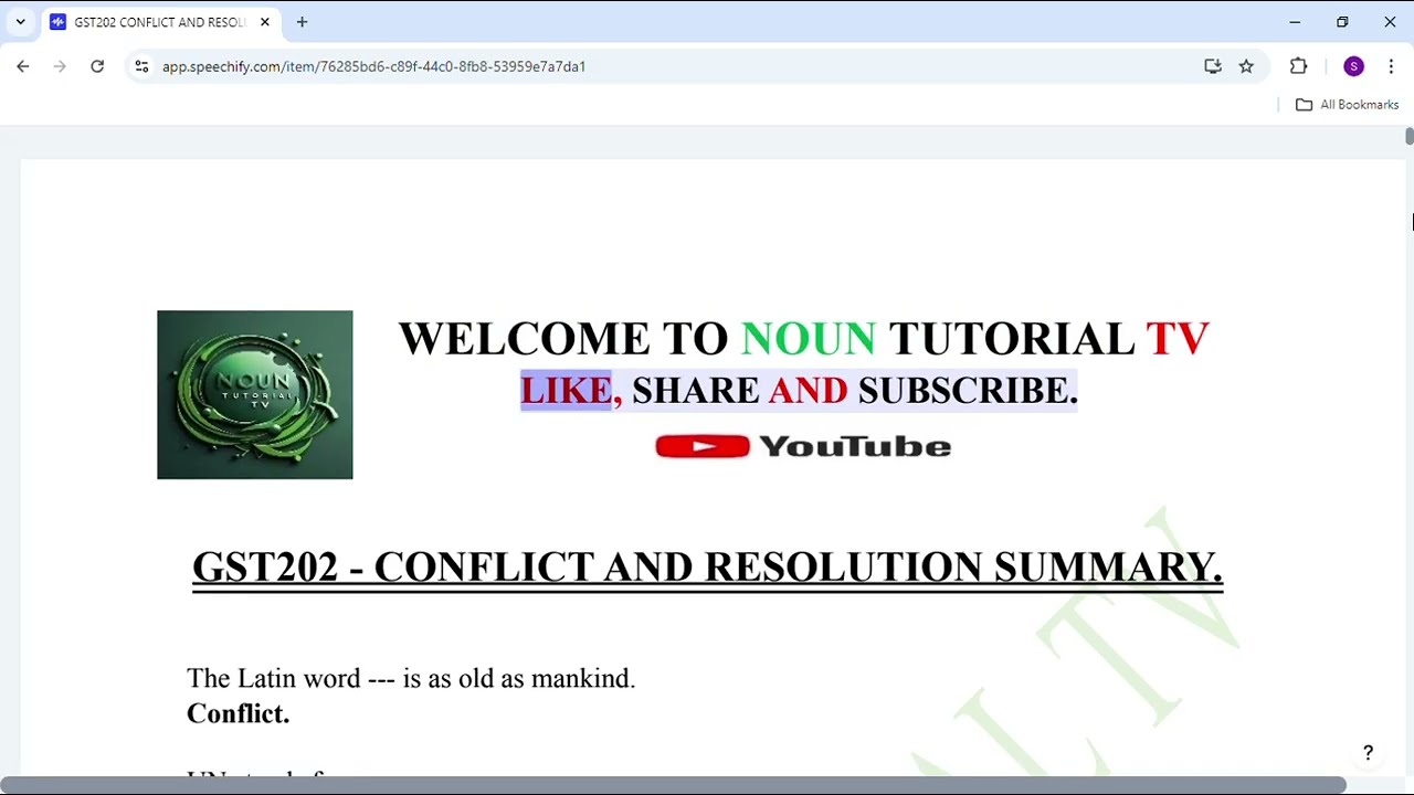 GST202 CONFLICT AND RESOLUTION SUMMARY.