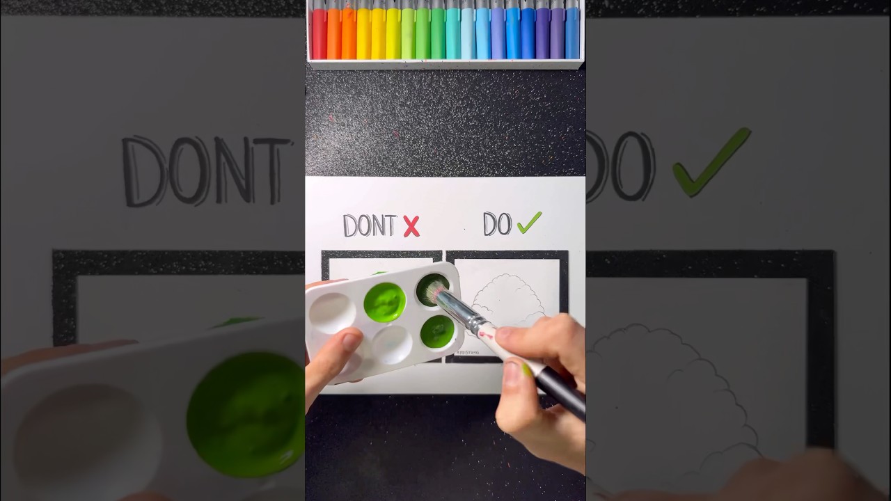 How to Paint Realistic Bush Tree! 🌳✨🤔 Easy Art Idea! 🤩 #art #hack #shorts