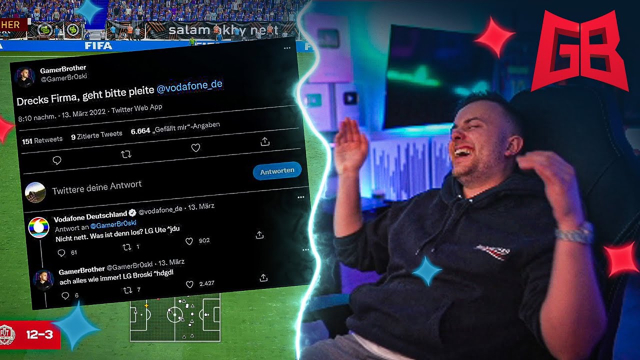 GamerBrother hat LIVE IM STREAM einen TWITTER BEEF mit VODAFONE 😂😂