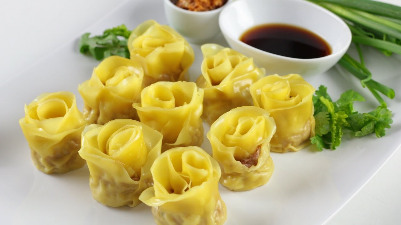 ขนมจีบกุหลาบ ขนมจีบดอกกุหลาบ ไส้หมูสับแป้งนุ่มสวยหวาน steamed pork dumplings