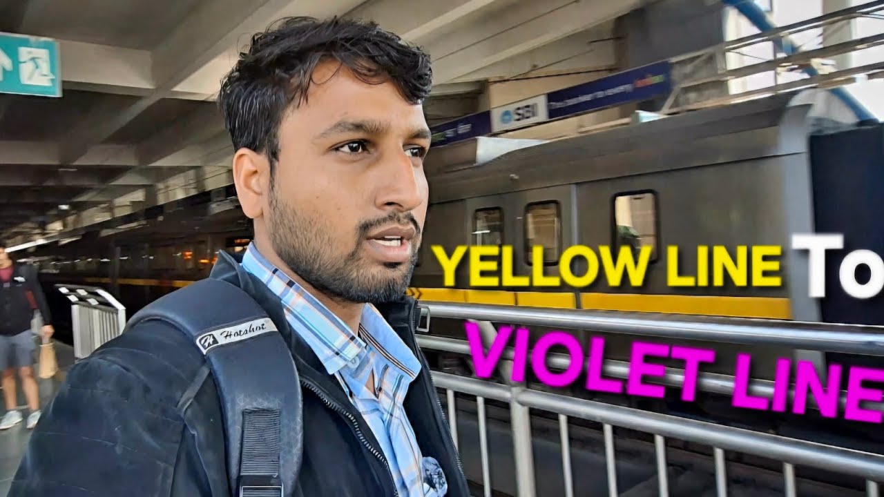 Journey From Millennium City Centre to Kailash Colony via Yellow, Pink, and Violet Line..