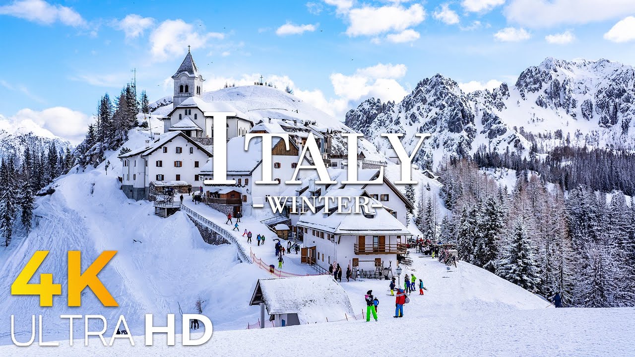 Winter in Italy 4K ❄️ Snowy Alps, Historic Cities & Magical Christmas Atmosphere