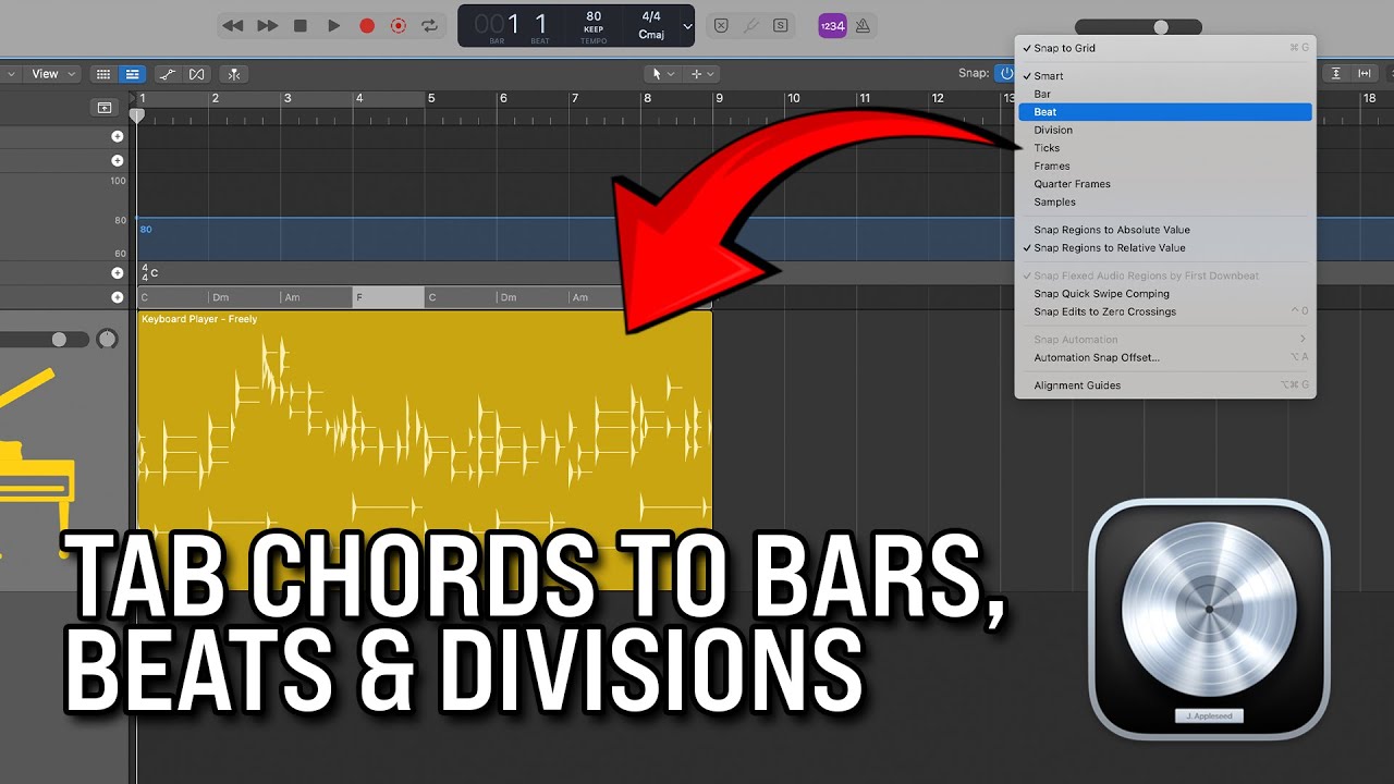 Logic Pro 11 — объяснение функции табуляции аккордовой дорожки