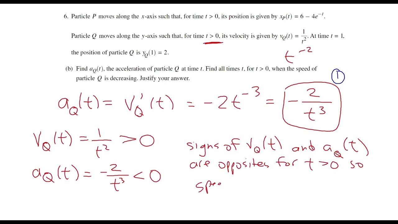 AP Calculus AB 2022, FRQ #6 - Движение
