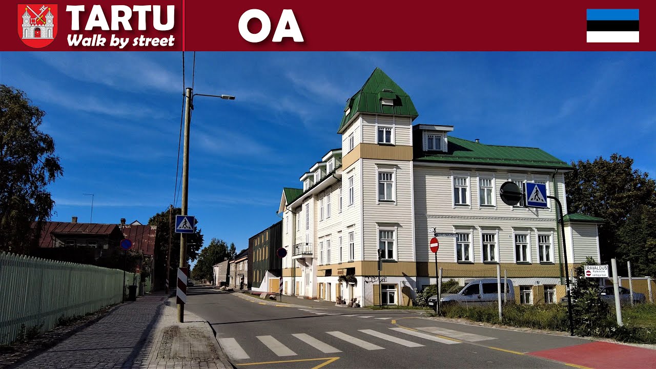 Tartu, Estonia. Walk by street. Oa tänav/street. 4K