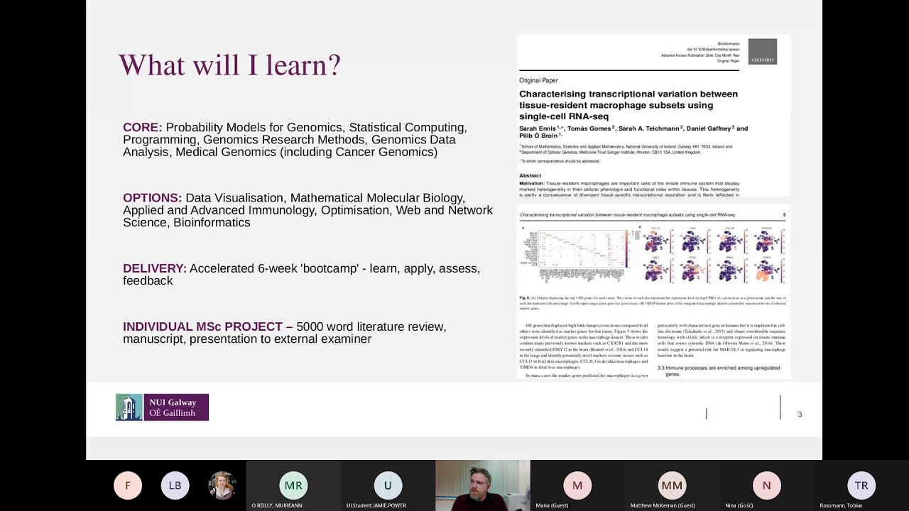 MSc Biomedical Genomics and MSc Genomics Data Science, Maths & Computational Genomics Webinar