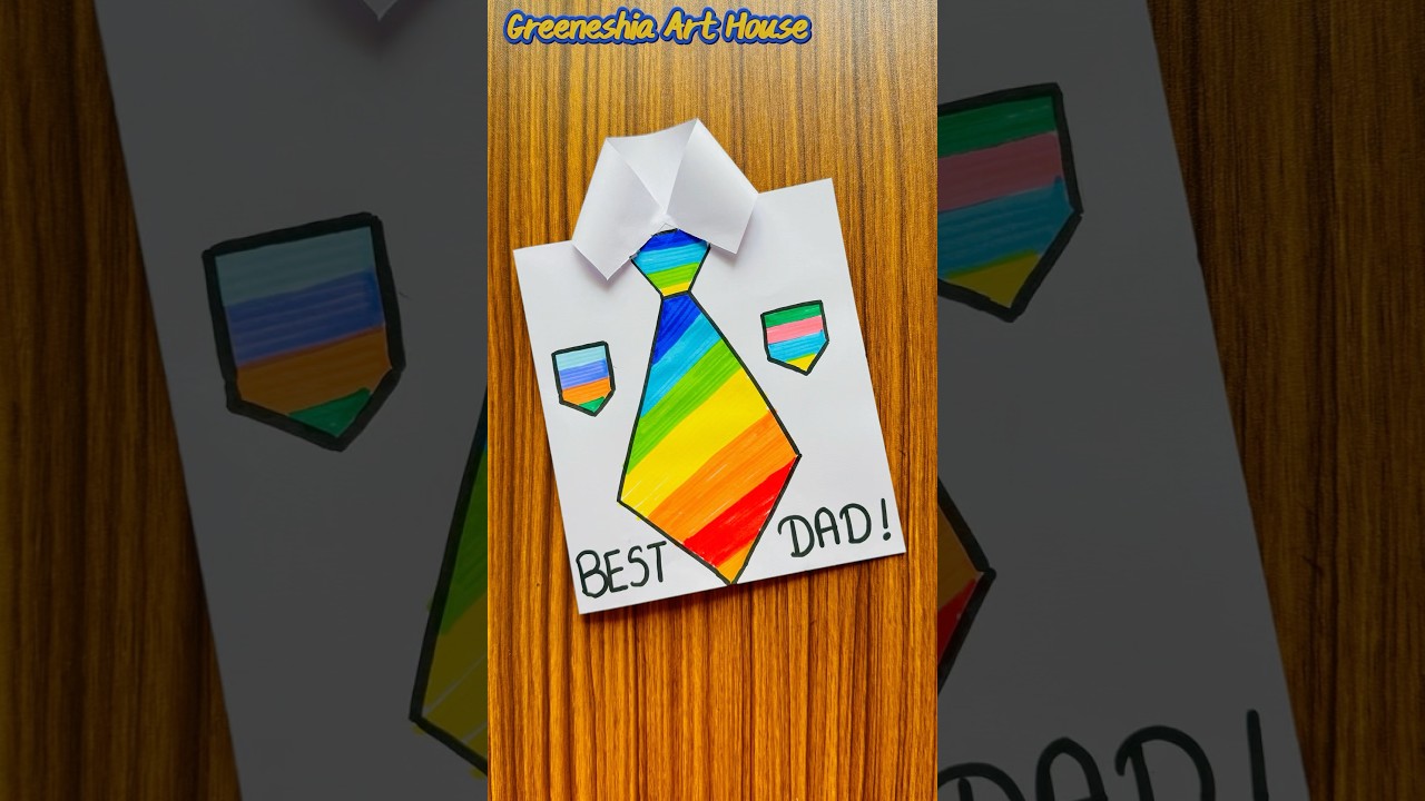 Cute & Easy Father&rsquo;s Day Card 🌈💙 #shorts #diy #fathersday #shortvideo