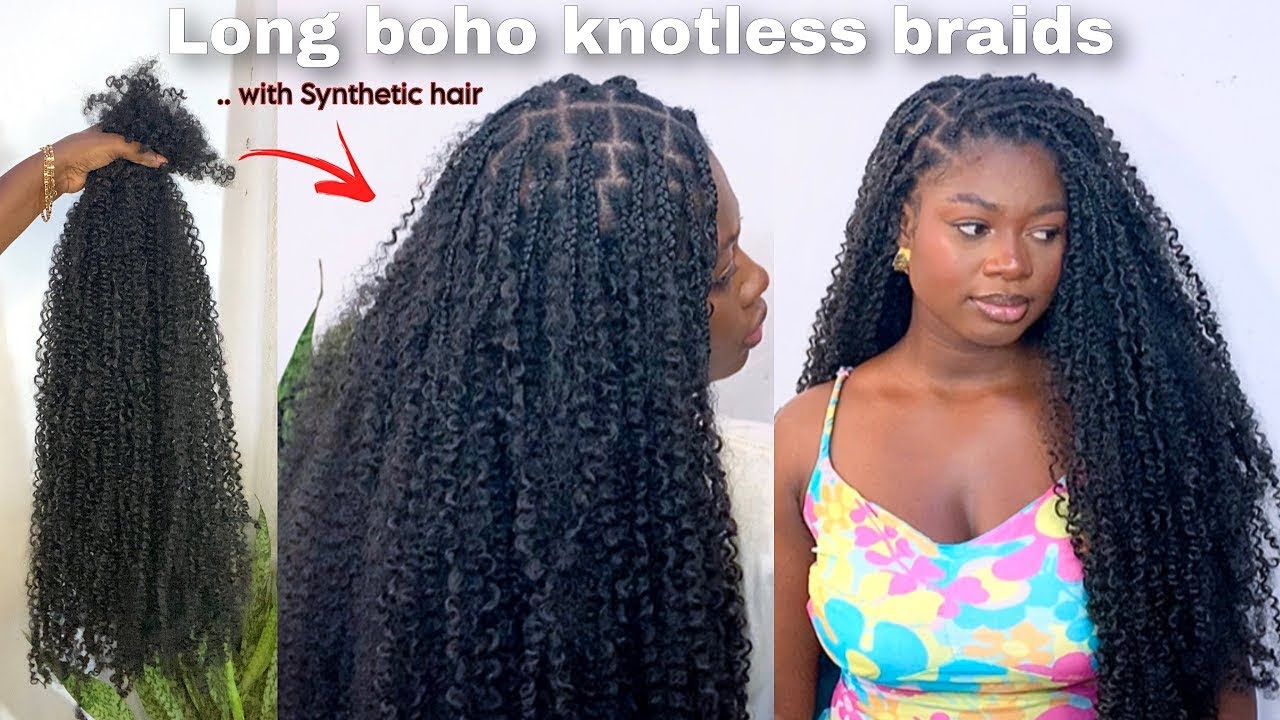 🔥HOW TO MAKE LONG BOHO KNOTLESS BRAIDS USING SYNTHETIC HAIR| *miracle knot braids alternative |