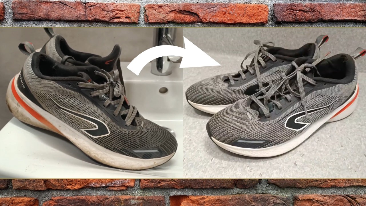I wash an old and very dirty pair of Decathlon sneakers