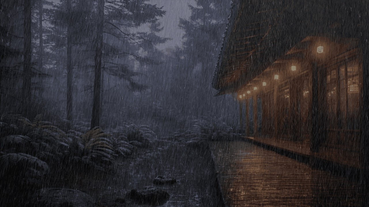 Rain Sounds Deep Sleep NO ADS in Cozy Forest Shelter | Pouring Heavy Storm for Deep Rest 🌧️