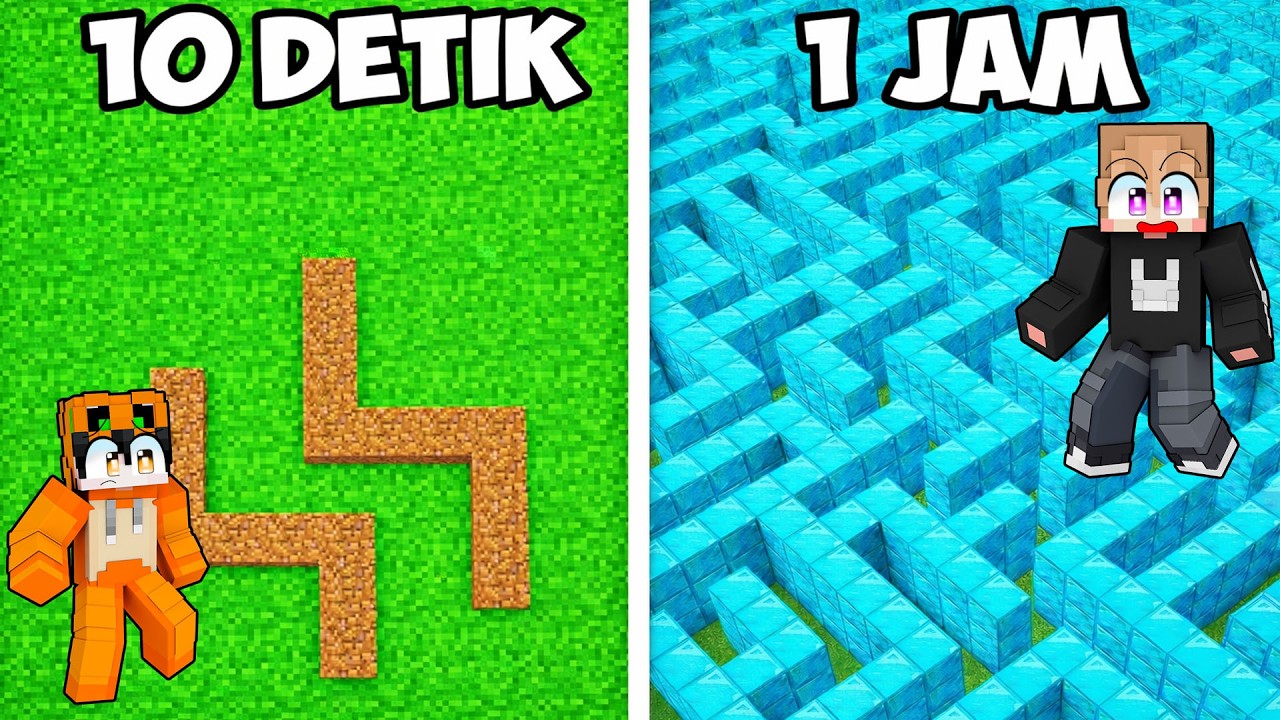 KITA BUAT LABIRIN 10 DETIK VS 1 JAM DI MINECRAFT!!