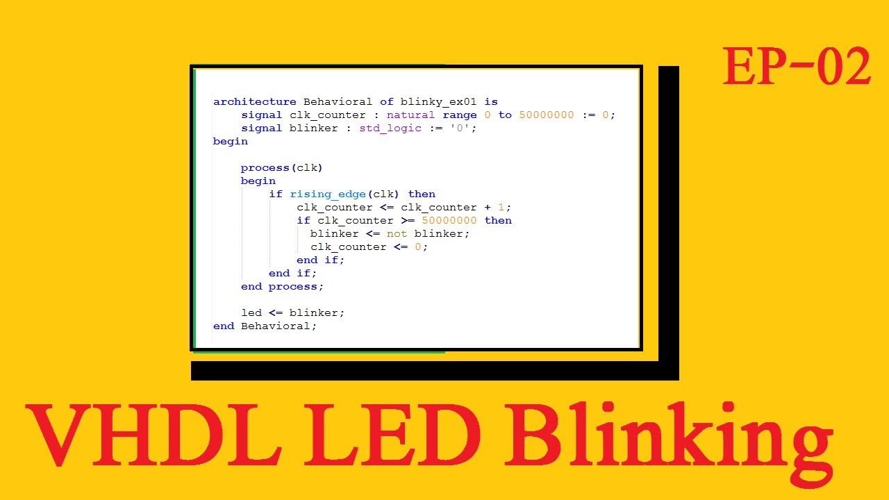 FPGA LED blink VHDL | FPGA learn by Examples Ep02 | VHDL clock divider example | vhdl proces