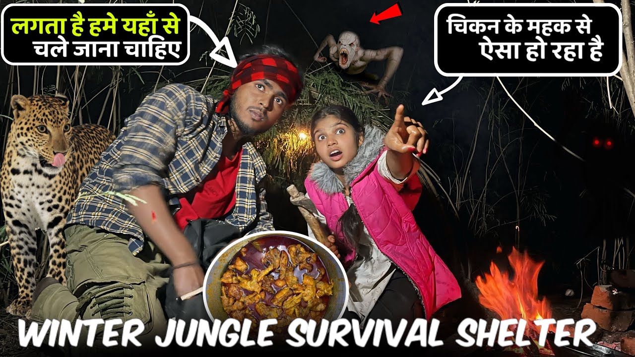 I built a Cozy Shelter in Jungle || क्या जंगल के अंदर भूत है || Winter Jungle Camping || Coldest