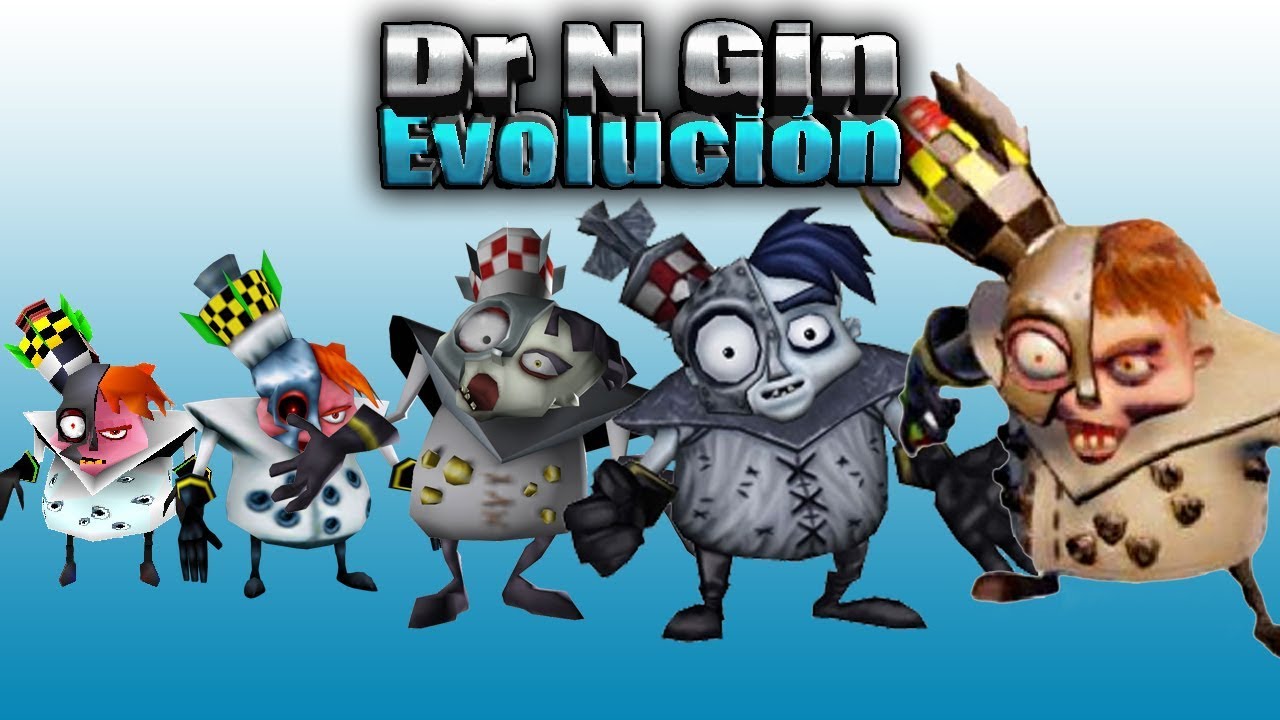 Dr. N gin - Evolución (Animaciones) en Juegos de Crash Bandicoot