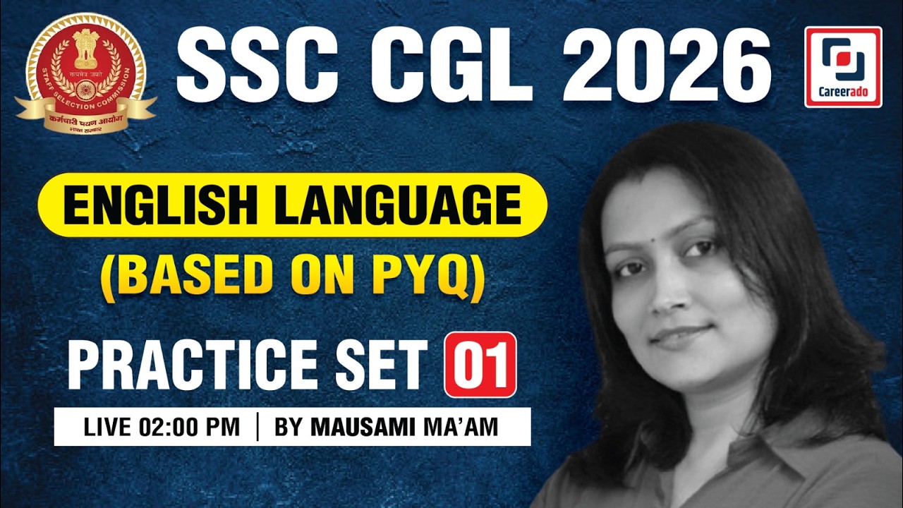 SSC CGL ENGLISH Practice Set -01 I SSC CGL English Classes 2026 I MAUSAMI MA'AM I Careerado