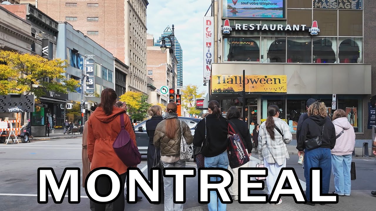 Montreal Walk Sunny Autumn Day in Downtown - October 2024