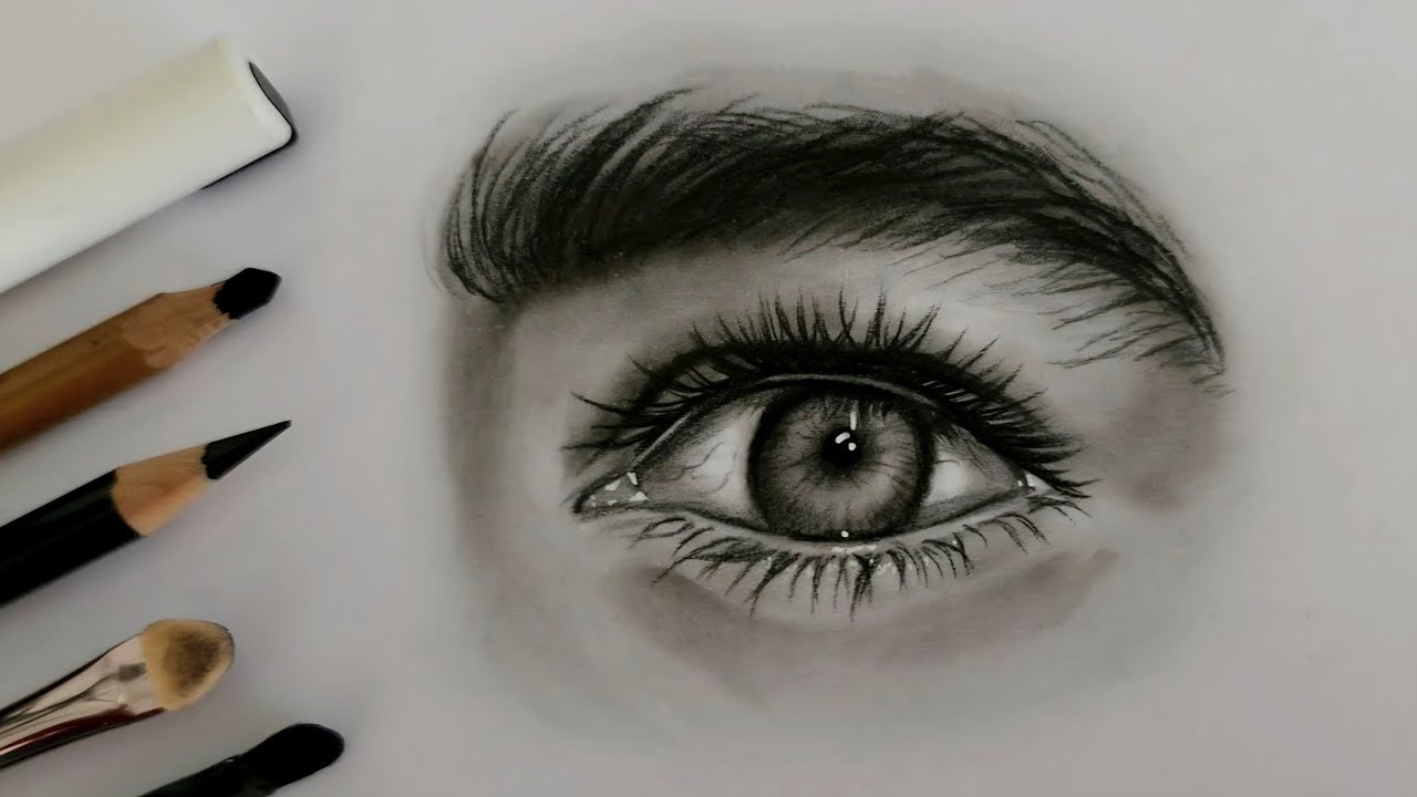 Step by step realistic pencil eye drawing tutorial for beginners