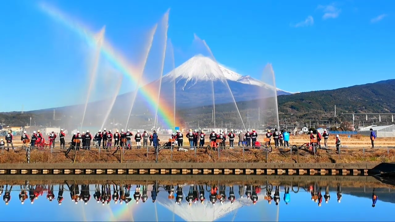 @富士山を背に出初式@富士市須津地区（2026年１月3日）