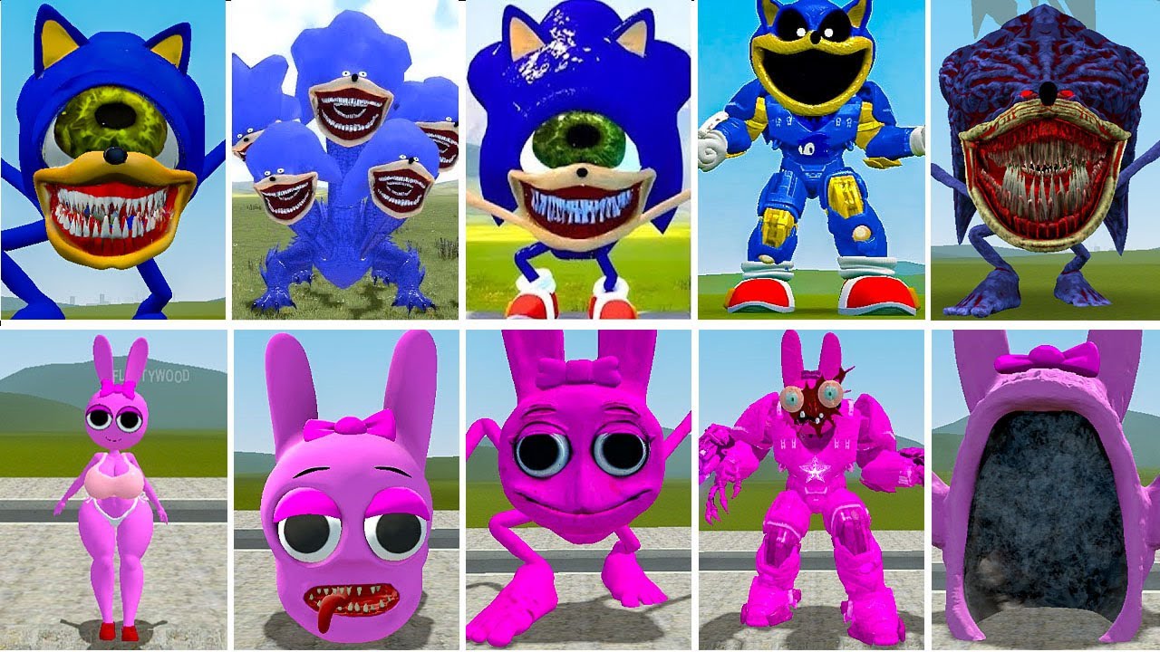 ALL NEW SONIC BLUE TAPES VS SPRUNKI PINKI MONSTER SPRUNKI TAPE IN GARRY'S MOD