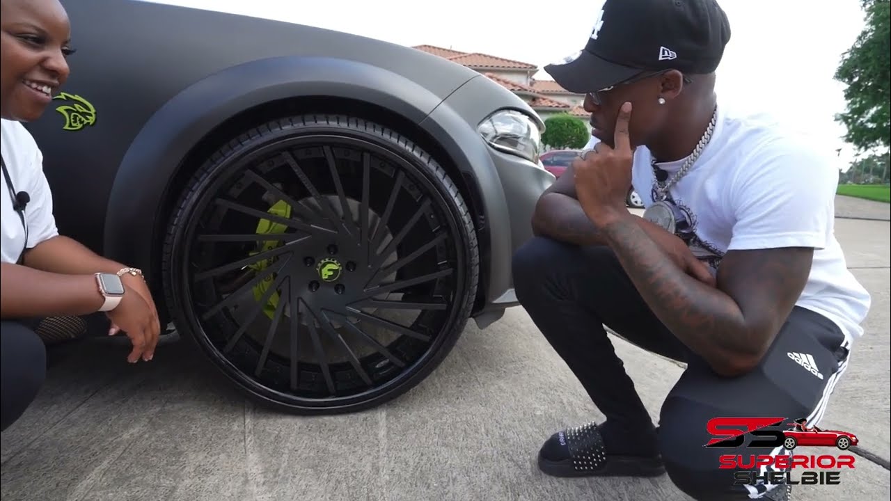 Corey’s Matte Black 2020 Wide body Hellcat Charger on 26” Forgiatos