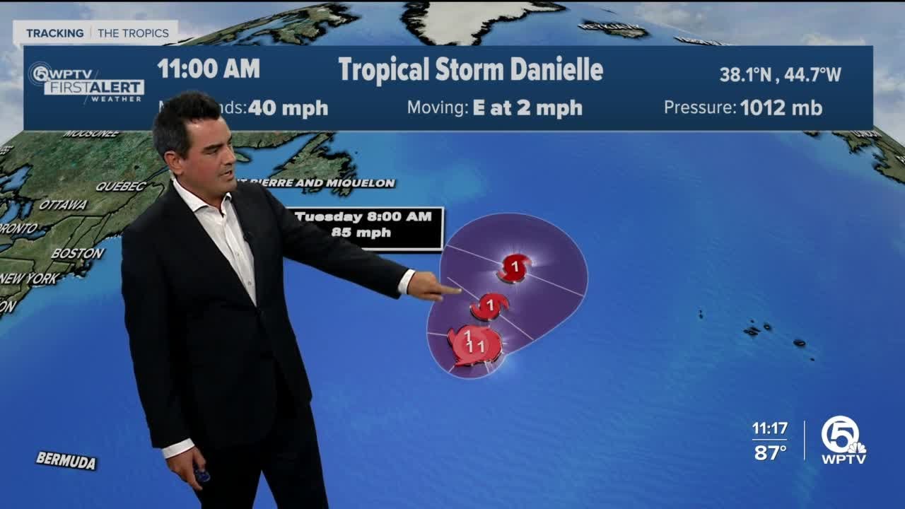 Tropical Storm Danielle forms in Atlantic Ocean with 40 mph winds
