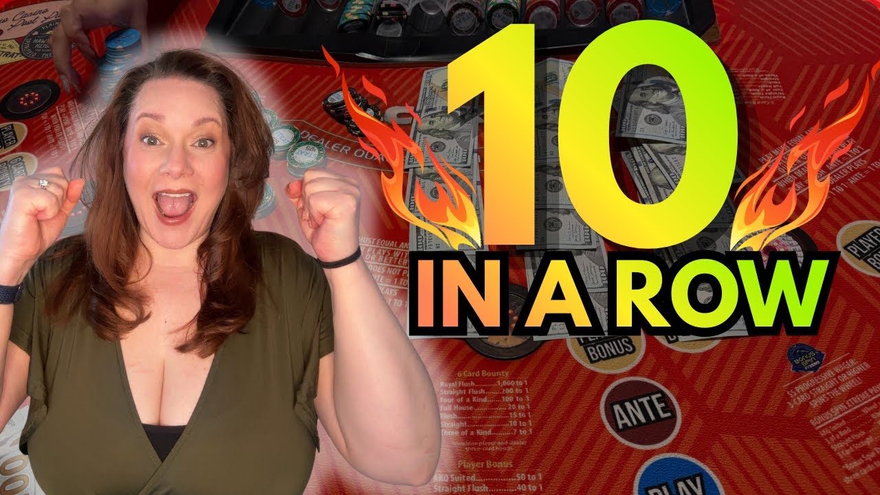 I WON 10 IN A ROW!! 3 CARD POKER in LAS VEGAS! 🔥🔥