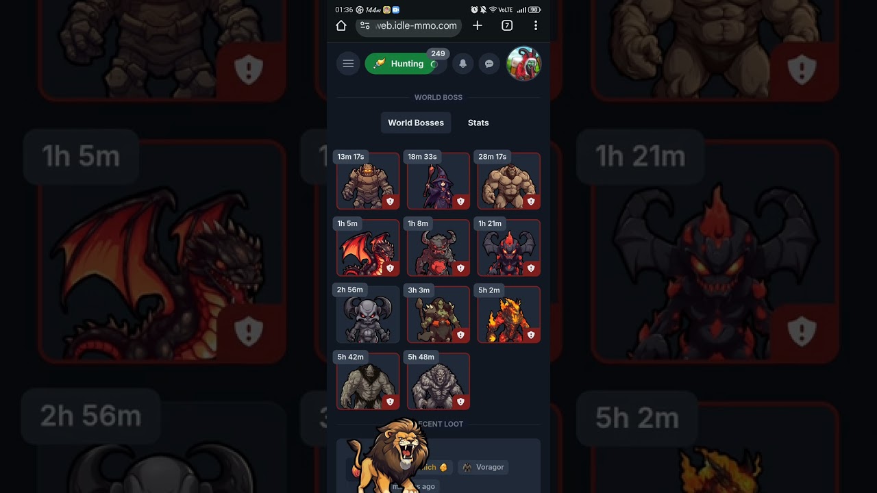 IdleMMO - Power hunting while waiting for Nethrax Lvl70 WorldBoss (6th Leovar Egg please 🙏)