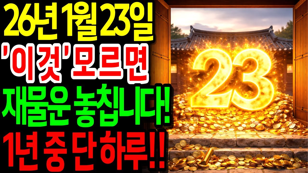 2026년 1월 23일 ‘이것’ 꼭 해보세요! 올 한 해 재물운의 문이 활짝 열립니다! 재물운 | 금전운 터지는 풍수비법