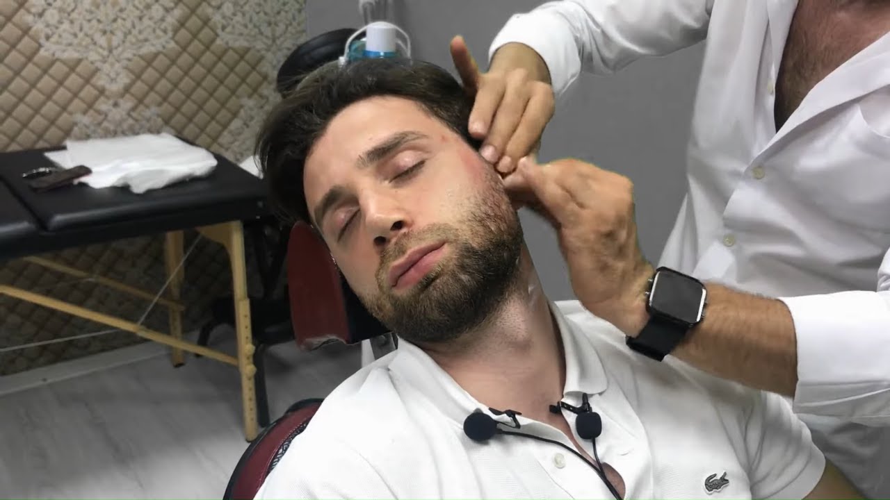 ASMR TURKISH BARBER MASSAGE =NECK CRACK =head,palm,neck,back,arm,foot,ear massage =uyku,kafa masajı