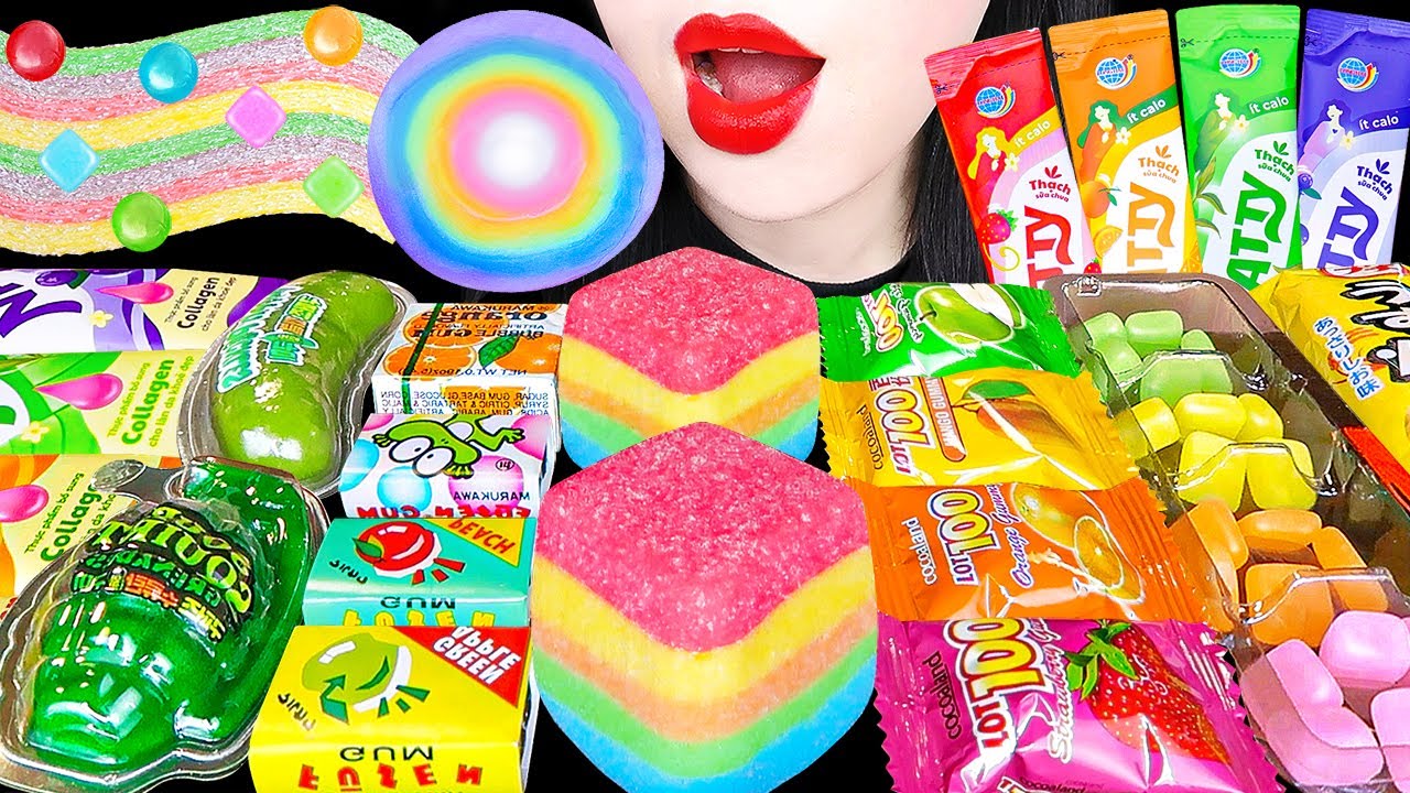 ASMR RAINBOW DESSERTS 다양한 무지개 디저트 해외 간식 디저트 먹방 KPop Demon Hunters Snack Jelly EATING SOUNDS MUKBANG