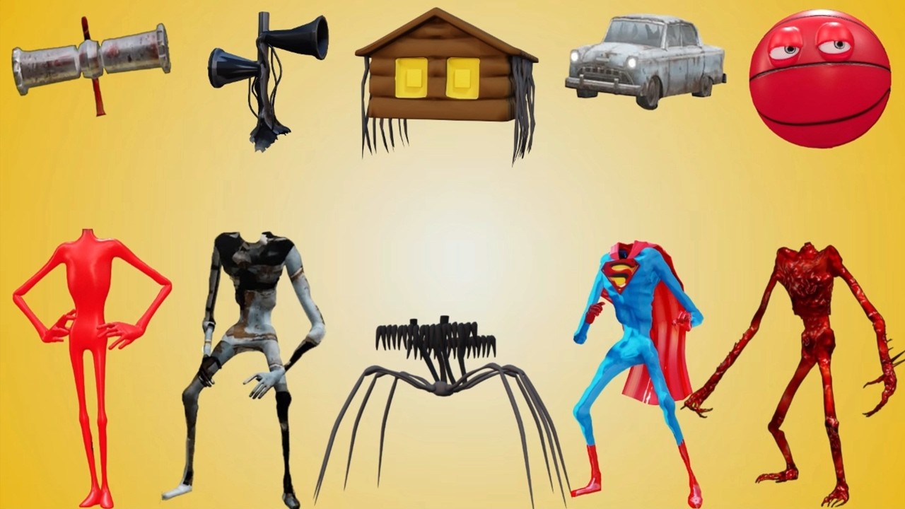 WRONG HEADS SIREN HEAD CAR, GREEN HOUSE HEAD, SCARY HOUSE, SIREN HEAD CAT, SIREN HEAD THUNDERBOLT