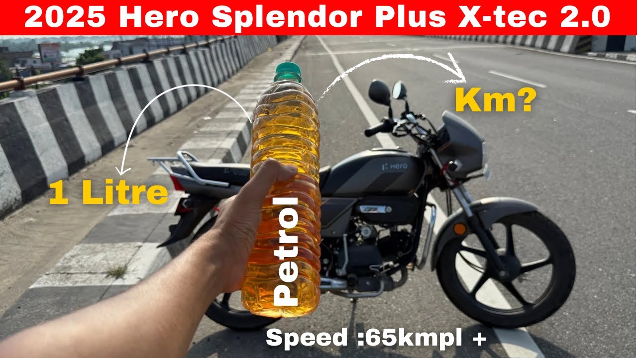 2025 Hero Splendor Plus X-Tec 2.0 High Speed Mileage Test | 1 Litre Petrol Mileage Test 
