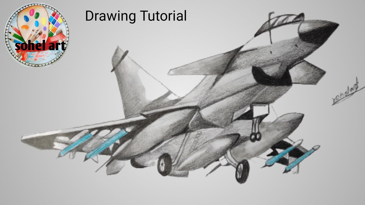how to draw Fighter Aircraft fighter plane J-10 Fighter airplane draw @sohelartdrawing