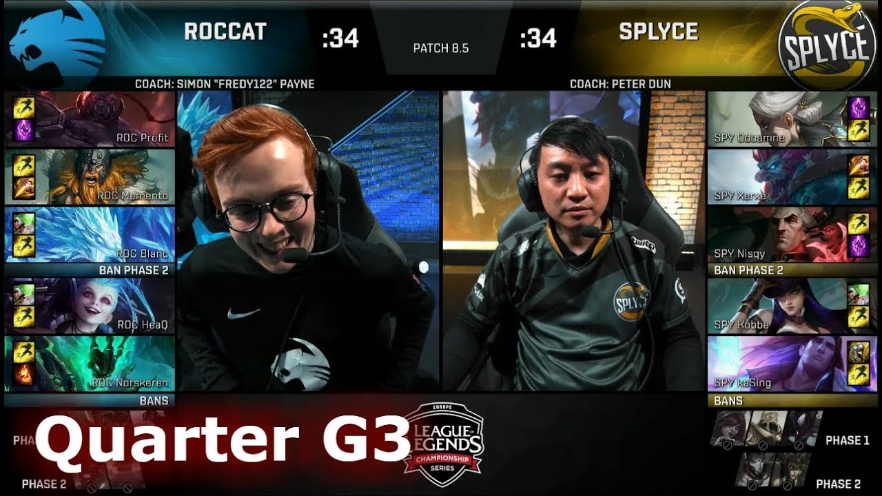 ROCCAT vs Splyce | Game 3 Quarter Final S8 EU LCS Spring 2018 | ROC vs SPY G3