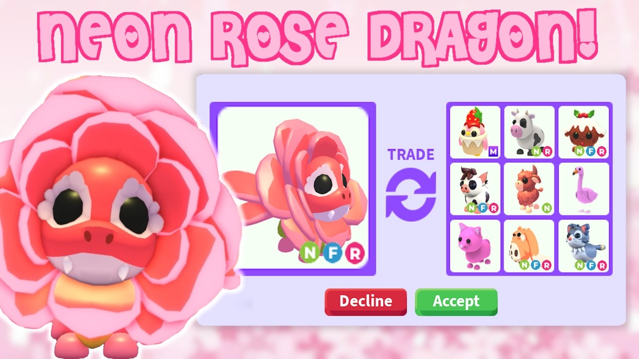 Trading NEON Rose Dragon! | Roblox Adopt Me Valentine's Update 2026 | Riivv3r