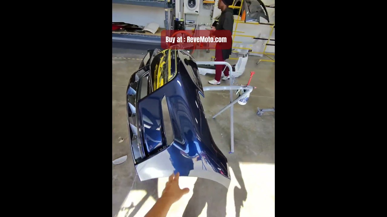 Nissan 370Z Two-Tone Front Bumper &mdash; Gray & Blue with Full Panel Clear Coat | ReveMoto