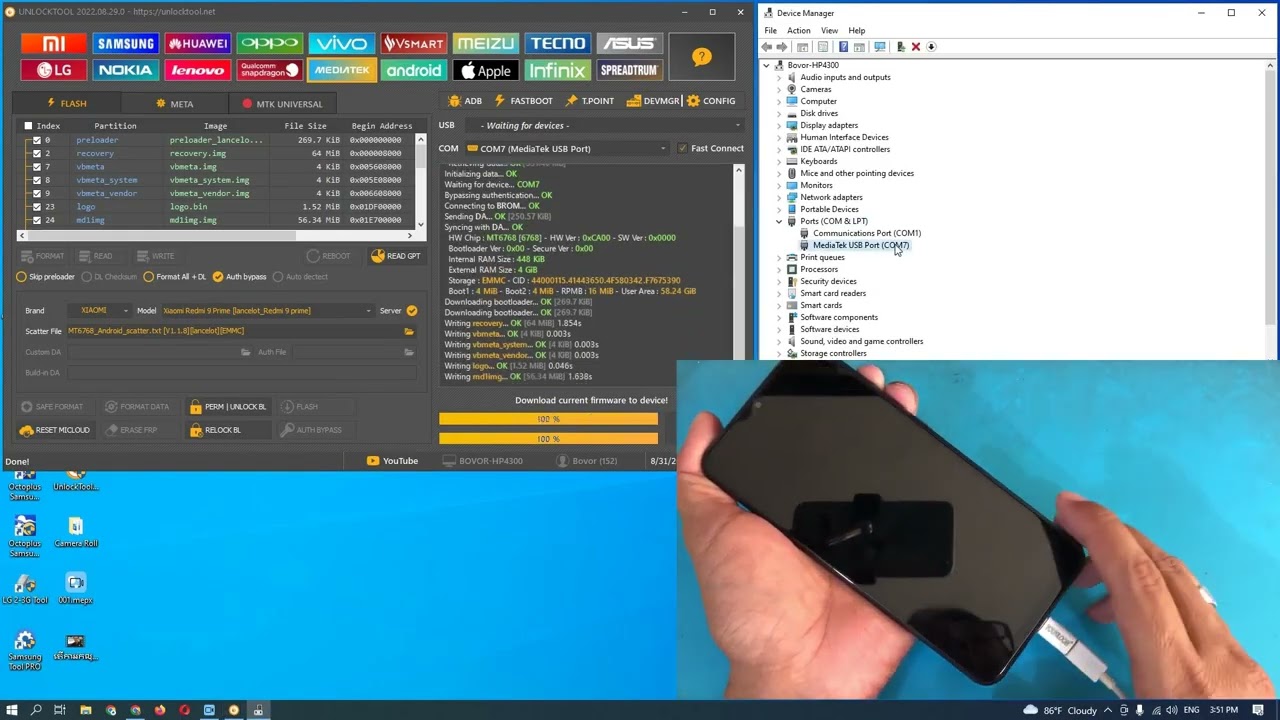 Redmi 9 Prime flashing firmware in Download Mode