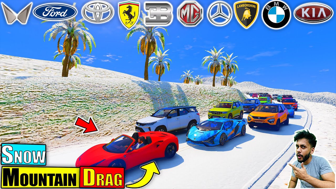 GTA 5 Indian Cars and Super Cars Snow Off-Road Drag Race